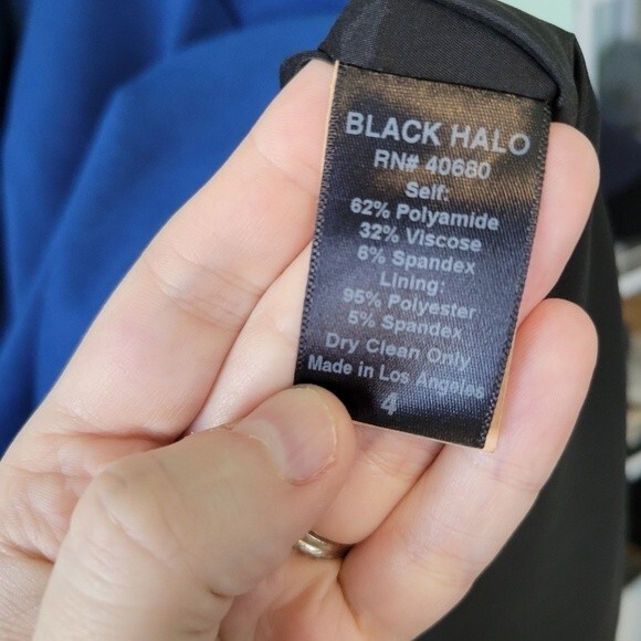 Black Halo Blue One Shoulder Peplum Dress Size 4 - Picture 6 of 6